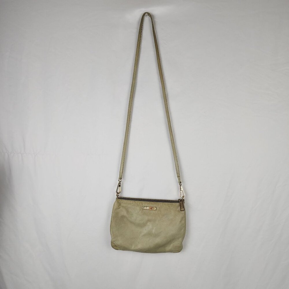 Rebecca Minkoff 5 Zip Soft Leather Greige Crossbody Bag Lined Y2K Minimal